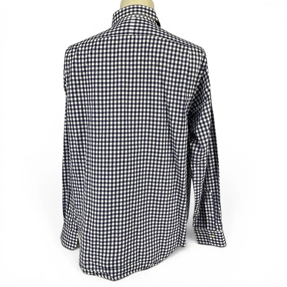Polo Ralph Lauren Mens‎ XL Gingham Button Down Shirt Navy White Cotton Long Slv
